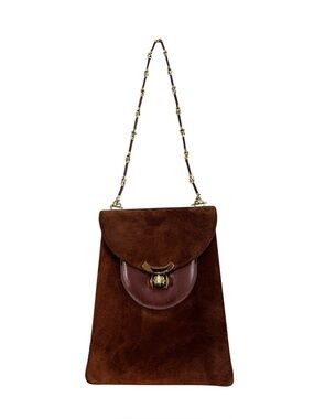 Susan Gail By Bellido Brown Suede & Leather Shoulder Bag Chain & Leather Strap
